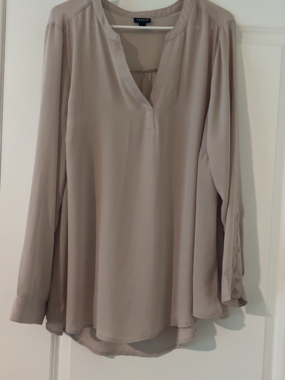 torrid Taupe Split-Neck Long Sleeve Tunic